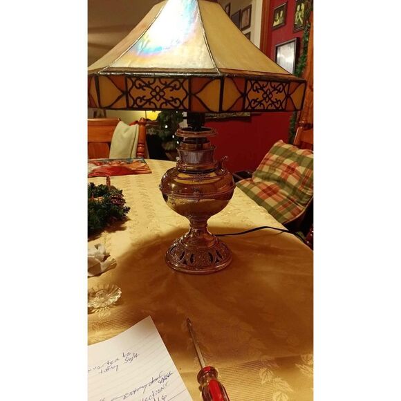 1890s THE B&H (Bradley and Hubbad oil lamp converted to electric "can b turñed b - Picture 4 of 14